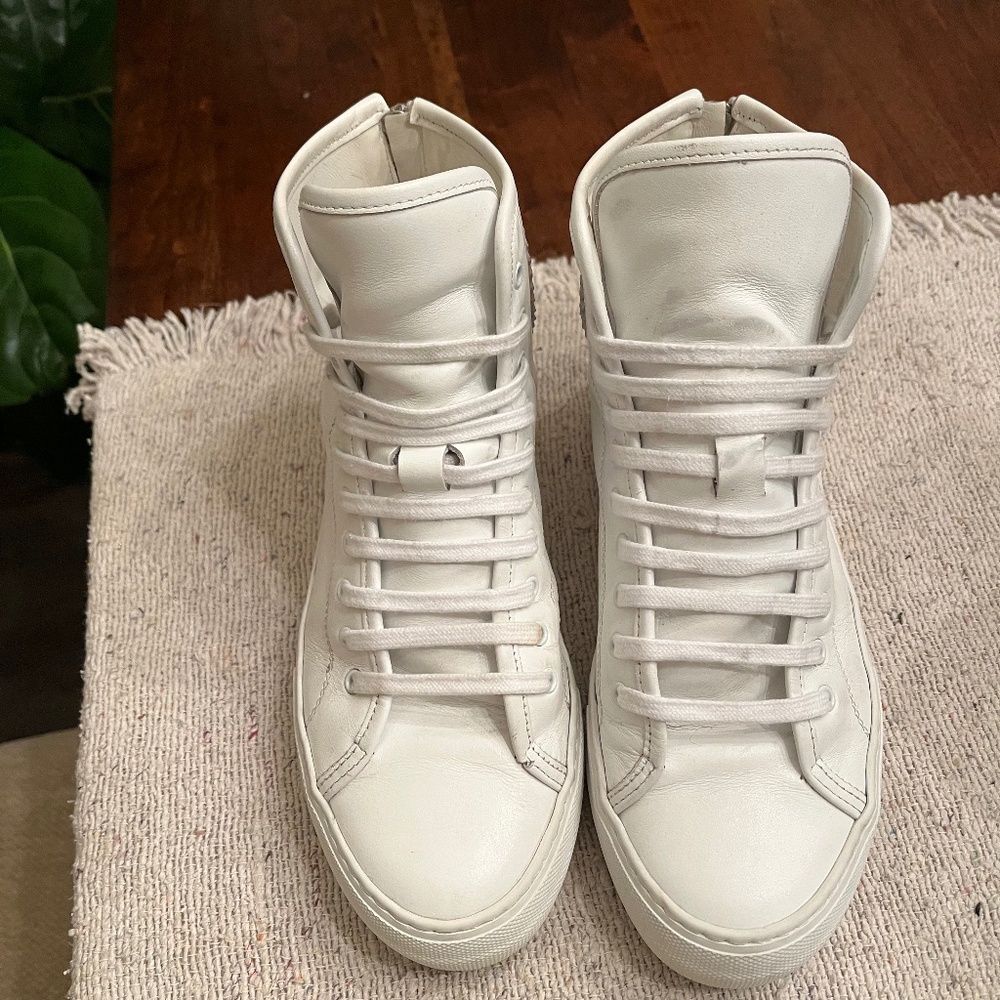 Common Projects Achilles High White Leather Sneakers Women’s Size 38